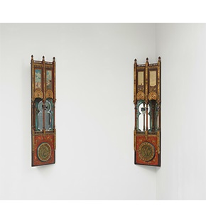 A Rare Pair of Painted & Gilded Corner Mirrored Units