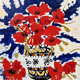 Lavender & Poppies in a Morrocan Vase